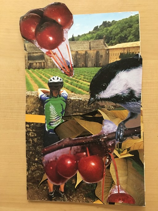 collage bike and cherries